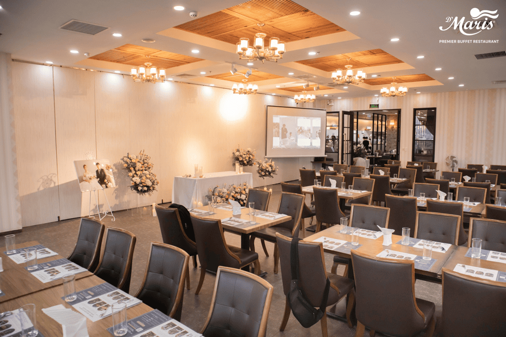 Mặc dù nằm trong trung thương mại nhưng D’Maris vẫn có không gian rộng rãi, sức chứa đến 1000 khách (Nguồn: D'Maris Buffet)